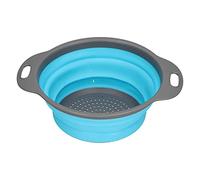 NDNCZDHC Vegetable Washing Basket Silicone Round Cleaning Basket Folding Fruit and Vegetable Wash Drain Basket for Home Kitchen(L-Blue)