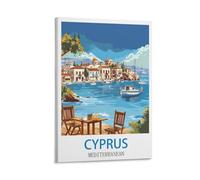 Ndoud Cyprus Mediterranean Vintage Travel Posters 12x18inch(30x45cm) Wall Art Picture Print Canvas Painting for Living Room Home Decor