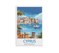 Ndoud Cyprus Mediterranean Vintage Travel Posters 16x24inch(40x60cm) Wall Art Picture Print Canvas Painting for Living Room Home Decor
