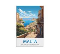 Ndoud Malta The Mediterranean Sea Vintage Travel Posters 16x24inch(40x60cm) Wall Art Picture Print Canvas Painting for Living Room Home Decor