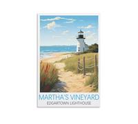 Ndoud Martha's Vineyard Edgartown Lighthouse Vintage Travel Posters 16x24inch(40x60cm) Wall Art Picture Print Canvas Painting for Living Room Home Decor