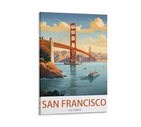 Ndoud San Francisco California Vintage Travel Poster Golden Gate Bridge 08x12inch(20x30cm) Wall Art Picture Print Canvas Painting for Living Room Home Decor