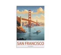 Ndoud San Francisco California Vintage Travel Poster Golden Gate Bridge 08x12inch(20x30cm) Wall Art Picture Print Canvas Painting for Living Room Home Decor
