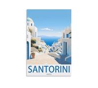 Ndoud Santorini Greece Vintage Travel Poster Church 08x12inch(20x30cm) Wall Art Picture Print Canvas Painting for Living Room Home Decor
