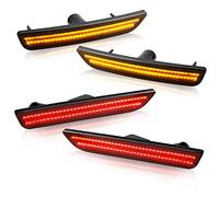 NDRUSH Front Amber LED Side Marker Lights Rear Red Bumper Sidemarker Lamps Reflectors Compatible with 2010-2014 Ford Mustang - Pack of 4