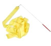 NDSJAIE Dance Streamers 2M 4 Meters Colorful Dance Ribbon Rhythmic Girl Art Gymnastics Ballet Streamer Twirling Rod Rainbow Stick Sports Training Fits Artistic Gymnastics(Yellow,2m)