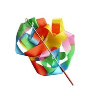 NDSJAIE Dance Streamers 400cm Dance Performance Color Ribbon Sticks Twirling Rods For Ballet Artistic Gymnastics Art Sprots Equipme Fits Artistic Gymnastics(Flame Style)