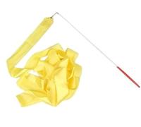NDSJAIE Dance Streamers 4M Colorful Gym Ribbons Dance Ribbon Rhythmic Art Gymnastics Ballet Streamer Twirling Rod Rainbow Stick Training Fits Artistic Gymnastics(Yellow)