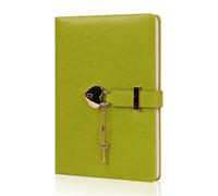 NDSJAIE Journal with Lock A5 Cute Girl Heart Lock Notepad Lmitation Leather PU Love Password Diary Notebook Student Handbook(Light green)