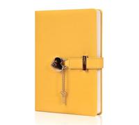 NDSJAIE Journal with Lock A5 Cute Girl Heart Lock Notepad Lmitation Leather PU Love Password Diary Notebook Student Handbook(Yellow)