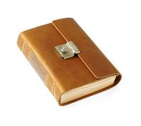 NDSJAIE Journal with Lock Vintage Handmade Leather Notebook Journal, Antique Crazy Horse Password Lock Diary, Magic Style(A5, A6, A(A6 brown)