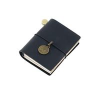 NDSJAIE Mini Notebook Vintage Traveler Booklet Mini Edition MINI Loose-leaf Notebook Layer Pocket Diary Book(A Black)