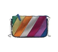 NDSJAIE Rivet Shoulder Bag Rivet Shoulder Bag Contrast Rainbow Splice Crossbody Designer Handbag Trend Colorful Flap Women's Twill Chain For commuting