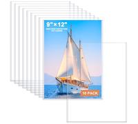 Ndsox 10 Pack 9" x 12" Rigid Print Protectors Clear Hard Plastic Sheet Protectors Top Loading for Photographs, Photo Papers, Posters, Prints, Birth Certificates, Heavy Duty No-Hole Rigid Photo Sleeves