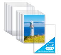 Ndsox 25 Pack 4" x 6" Rigid Print Protectors Rigid Picture Photo Sleeves Clear Hard Plastic Sheet Protectors Top-Loading Photocard Holders Page Sleeves for Paper, Photos, Postcards, Game Trading Cards