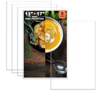 Ndsox 5 Pack 11" x 17" Rigid Print Protectors Hard Plastic Sheet Protectors Top Loading for Magazines, Menus, Drawings, Newspapers, Posters, Prints, Heavy Duty No-Hole Plastic Documents Sleeves