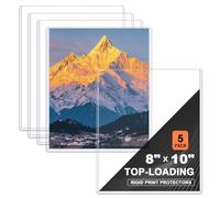 Ndsox 5 Pack 8" x 10" Rigid Print Protectors Clear Hard Plastic Sheet Protectors Top Loading for Photographs, Photo Papers, Posters, Prints, Birth Certificates, Heavy Duty No-Hole Rigid Photo Sleeves