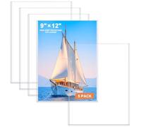 Ndsox 5 Pack 9" x 12" Rigid Print Protectors Clear Hard Plastic Sheet Protectors Top-Loading Photo Posters Sleeves Heavy Duty No-Hole Rigid Menu Holders for Artworks, Prints, Photographs, Documents