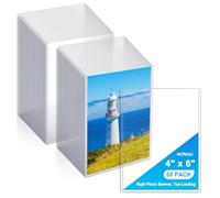 Ndsox 50 Pack 4" x 6" Rigid Print Protectors Hard Plastic Photo Card Sleeves Top Loading Rigid Sheet Protectors Postcard Picture Sleeves Paper Page Document Holders, Card Memories Collectibles Storage