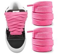 NDTEZUGT 15mm Wide Fat Chunky Laces for Vans Knu Skool Classic Skate Sneaker, Soft Cotton Fabric Big Thick Trainer Shoelaces (Pink, 36"/90cm)