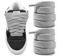 NDTEZUGT 15mm Wide Fat Chunky Laces for Vans Knu Skool Classic Skate Sneaker, Soft Cotton Fabric Big Thick Trainer Shoelaces (Khaki, 63"/160cm)