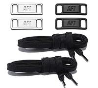 NDTEZUGT 2 Pair Flat Shoelaces 36"-72" Length Replacement Laces for Air Force 1,with 2 Pair Shoe Lace Charms for AF1 Sneakers, 5/16" Wide Shoe Strings Replacement for Jordans 1 Shoe (Black, 27"/69cm)