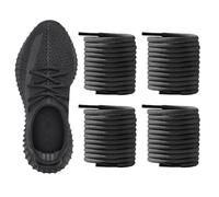 NDTEZUGT 2 Pairs 3/16'' Original Round Shoe Laces for Sneakers, Strings Shoelaces Replacement for Adidas Yeezy Running Shoes, 2 Pairs Black, 45"/115cm