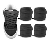 NDTEZUGT 2 Pairs Fat Athletic Thick Laces for Knu Skool Classic Skate Shoes, 15mm Wide Soft Cotton Fabric Big Chunky Shoelaces for Trainers (Black, 45"/115cm)