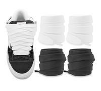 NDTEZUGT 2 Pairs Fat Athletic Thick Laces for Knu Skool Classic Skate Shoes, 15mm Wide Soft Cotton Fabric Big Chunky Shoelaces for Trainers (Black+White, 45"/115cm)