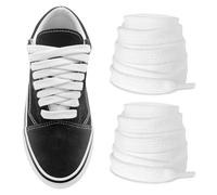 NDTEZUGT Shoelaces for Vans Skool Classic Skate Shoes, 10MM Wide Flat Cotton Premium Athletic Shoe Laces Replacement Strings (white, 63"/160cm)