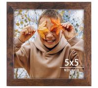 NDUFOA 5x5 Picture Frame Brown, Rustic Square Frame Display 5x5 Photos, Poster Frame for Wall and Tabletop