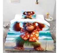 NDXRWDZR Double Duvet Cover Set Red Gorilla Duvet Cover with Zipper Closure Bedding for Aldults Kids Soft Hypoallergenic Microfiber Quilt Cover 200x200 cm + 2 Pillowcases 50x75 cm