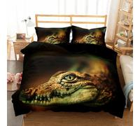 NDXRWDZR King Size Duvet Set Black Crocodile Duvet Cover with Zipper Closure Bedding Set for Aldults Kids Soft Hypoallergenic Microfiber Quilt Cover 230x220 cm + 2 Pillowcases 50x75 cm