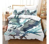 NDXRWDZR Single Bedding Set White Eagle Duvet Cover for Kids Soft Hypoallergenic Microfiber Duvet Cover with Zipper Closure, 1 Quilt Cover 135x200 cm + 2 Pillowcases 50x75 cm
