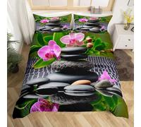 NDXRWDZR Single Bedding Set Zen Stone Pattern Duvet Cover for Kids Soft Hypoallergenic Microfiber Duvet Cover with Zipper Closure, 1 Duvet Cover 135x200 cm + 2 Pillowcases 50x75 cm