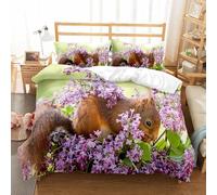 NDXRWDZR Super King Size Duvet Set Cute Squirrel Duvet Cover with Zipper Closure Bedding for Aldults Kids Soft Breathable Microfiber Cover 260x220 cm + 2 Pillowcases 50x75 cm