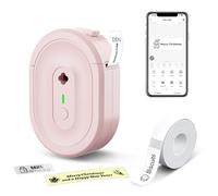 NDYIN Mini Label Maker Machine with Tape, N12 Portable Bluetooth Label Printer, Thermal Sticker Labeler for Small Business, School, Home, Office(Pink)