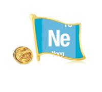 Ne Neon Checal Element Science Golden Metal Flag Lapel Pin Badge