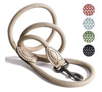 ne&no rope lead 1.7 m (slightly stretchy) for medium to large dogs I training lead I robust dog leash I round braided I dog slip leads I taupe 170 cm