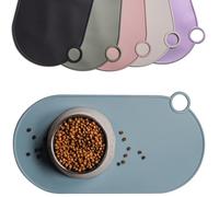 ne&no Silicone Bowl Mat for Cats and Small Dogs Cat Bowl Mat Waterproof Feeding Mat Non-Slip Silicone Mat with Hanging Loop 49 x 25 cm (Steel Blue)