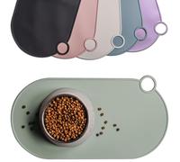 ne&no Silicone Bowl Mat for Cats and Small Dogs Cat Bowl Mat Waterproof Feeding Mat Non-Slip Silicone Mat with Hanging Loop 49 x 25 cm (Sage Green)