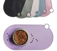 ne&no Silicone Bowl Mat for Cats and Small Dogs Cat Bowl Mat Waterproof Feeding Mat Non-Slip Silicone Mat with Hanging Loop 49 x 25 cm (Lilac)