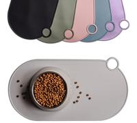 ne&no Silicone Bowl Mat for Cats and Small Dogs Cat Bowl Mat Waterproof Feeding Mat Non-Slip Silicone Mat with Hanging Loop 49 x 25 cm (Stone Grey)