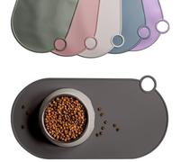 ne&no Silicone Bowl Mat for Cats and Small Dogs Cat Bowl Mat Waterproof Feeding Mat Non-Slip Silicone Mat with Hanging Loop 49 x 25 cm (Graphite Grey)