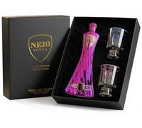 NE10 Vodka Gift Set - Christmas Gifts, Light-Up Chrome Bottle. Includes 1 x Bottle 70cl 37.5% ABV and 2 x Vodka Glasses for an Elegant Experience (Pink Apple)