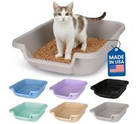 NE14pets KittyGoHere Cat Litter Box, Small Size, Misty Gray, Durable & Pet Safe, Open Top Entry, Comfortable for Cats, Easy to Handle & Clean