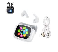 Ne20 Earbuds Earbuds with Real-Time Translation, 21 National Language Translator LCD Touch Screen - AI Noise Cancelling Active Noise Cancellation - Long Lasting Battery (White)