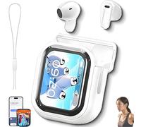 NE20 Earbuds, LCD Touch Screen Sport Wireless Bluetooth Headphones, with 140 Language AI Translator Real Time, Waterproof, 48 hours of battery life, for Sports, Travel, Business (White)