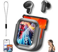 NE20 Earbuds, LCD Touch Screen Sport Wireless Bluetooth Headphones, with 140 Language AI Translator Real Time, Waterproof, 48 hours of battery life, for Sports, Travel, Business (Black)