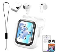 NE20 Earbuds, NE20 Translation Earbuds, AI Translation Earbudss Real Time Wireless Bluetooth 6.0 AI Headphones, 134 Languages Translations, with LCD Touch Screen, Ipx6 Water-Resistant (White)